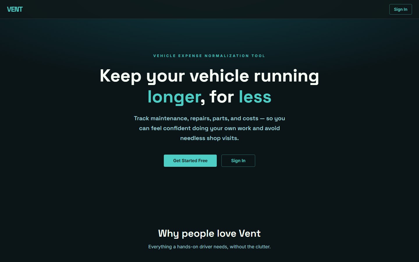 Vent landing page